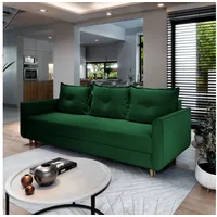 Masseno Sofa NAPOL mit Schlaffunktion, Schlafsofa, Couch mit Bettkasten grün