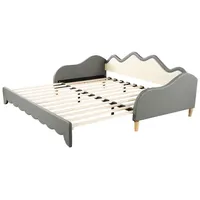 HAUSS SPLOE Schlafsofa 2-in-1 Bett 90(180)*190cm, aus Kunstleder mit LED-Beleuchtung, Grau, Kinderbett aus Kunstleder mit LED-Beleuchtung, mit Lattenrost, mit Relaxfunktion grau