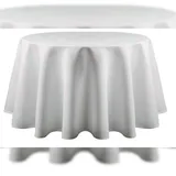 METRO Professional Tischdecke, Ø 300 cm, Baumwolle, rund, waschbar, Satinband, weiß