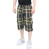 Ben Creek Cargobermudas QL05 3/4 Capri mit Multitaschen, kurze karierte Funktionshose Outdoorhose grün|schwarz M
