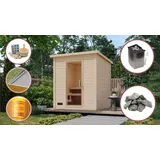 Saunahaus Gartensauna Außensauna TALO L 38mm Holz 196x196 cm SPARSET mit Ofen