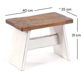DESIGN DELIGHTS Hocker Schemel 40 Holz 40 x 31 x 25 cm Weiß