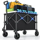 klein Kitsure Bollerwagen Faltbar – Handwagen mit Hartplastikrädern, 78,0 x 50,0 x 92,5 cm Transportkarre für Einkäufe, Garten, Camping, Sport & Angeln, Schwarz