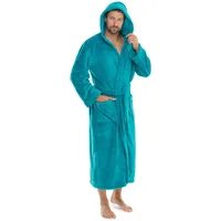 CelinaTex Florida Bademantel Damen S türkis Morgenmantel Herren Coral Fleece Saunamantel Microfaser Kapuze Unisex - S