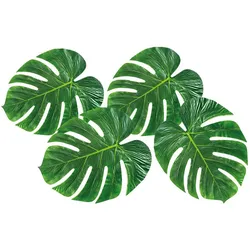 4 grüne Hawaii Palmen Dekoblätter - OS
