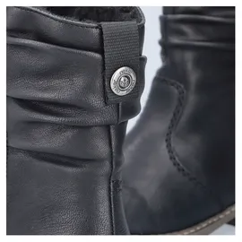 Rieker Winterboots RIEKER, Damen, Gr. 43 (8,5/9), schwarz, Lederimitat, unifarben, Schuhe Winterboots, Winterstiefelette, Blockabsatz, Warmfutter, geraffter slouchy Schaft