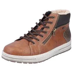 Winterboots RIEKER, Herren, Gr. 40, braun, Lederimitat, sportlich, Schuhe, mit wasserabweisender TEX-Membran