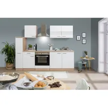 Respekta Küchenzeile Merle 240 cm E-Geräte Glaskeramikkochfeld weiß/eiche sägerau nachbildung