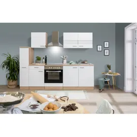 Respekta Küchenzeile Merle 240 cm E-Geräte Glaskeramikkochfeld weiß/eiche sägerau nachbildung