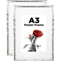 luxuskollektion Bilderrahmen Holzrahmen Acrylglas Passepartout Weiß 29,7x42 cm 2er Set