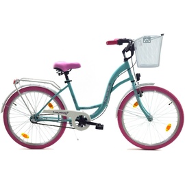 T&Y Trade 24 Zoll Kinder Mädchen City Fahrrad Bike Rad Nexus Nabenschaltung STVO Beleuchtung Reflex Blau mit Pink 3 Gang