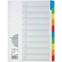 Papierverarbeitung Gnadau Kartonregister 31001-08 blanko A4 160g farbige Taben 10-teilig 4013951004627 Papierverarbeitung Gnadau