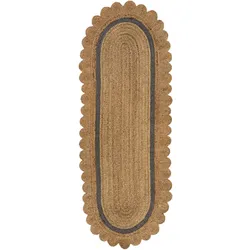 Einzigartiger Jute Teppich Grace, Handarbeit, von Kadima Design. Farbe: Braun-Grau, Größe: 80x230 cm