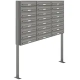 AL Briefkastensysteme 24er Premium Standbriefkasten Aluminiumgrau inkl. Zeitungsfach