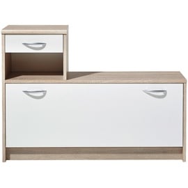 Stella Trading Carryhome Garderobe Weiß, Eiche, 2-teilig, 100x190x26 cm Garderobe, Garderoben-Sets