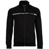 Boss Herren Sweatjacke mit Stehkragen - Authentic Jacket Z, Zipper, Baumwolle Schwarz 2XL