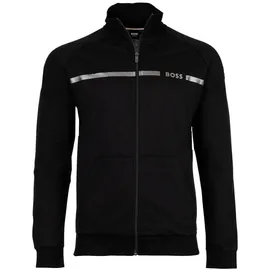 Boss Herren Sweatjacke mit Stehkragen - Authentic Jacket Z, Zipper, Baumwolle Schwarz 2XL