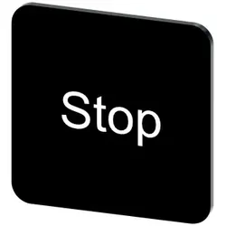 Siemens 3SU19000AF160DS0 Bezeichnungsschild 22x22mm, Schild schwarz, Beschriftung: Stop - 10 Stück