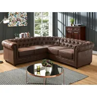 vente-unique Ecksofa - Microfaser - Vintage-Look - Chesterfield