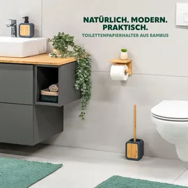 ELUNO Toilettenpapierhalter Braun, Holz, 20x4x11.5 cm, Badaccessoires