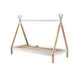 58 aufm Kessel Zeltbett Karyn 2 206 x 98 x 158 cm Massivholz weiß/natur beige