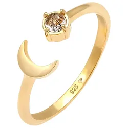 Elli Halbmond Turmalin Offen Astro Design 925 Silber Ringe   Damen