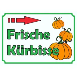 Verkaufsschild Schild Kürbis zu verkaufen  Pfeil nach rechts A6 (105x148mm)