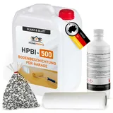 Home Profis® glänzender Garagenboden Flüssigkunststoff inkl. Chips & Walze (25m2) | Über 30 Farben | Bodenfarbe Innen | 2K Epoxidharz Bodenbeschichtung | RAL 6037 Reingrün | HPBI-500