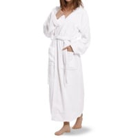 OAHOO Bademantel Unisex Frottee Bademantel mit Kapuze 100% Baumwolle, Extra-Lang weiß S