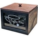 Kaffeefilterwagen – Halterung für Kaffeefilter | Aufbewahrungsbox für Kaffeefilter aus rustikalem Bauernholz, quadratischer Kaffeefilterbehälter für Theke, Filter