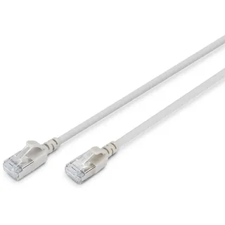 Digitus Cat 6A F/FTP Slim Version AWG 32/7 – 10 Gbit/s – RJ45 Netzwerkkabel – – PoE+ – LSZH – Kompatibel zu Cat7, Cat6, Cat5e – Grau