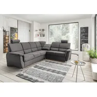 Home Affaire Ecksofa »Pisa L-Form, mit Schlaffunktion, Stauraum, 2x höhenverstellbare«, Kopfstützen und Relaxfunktion im Eckelement grau