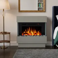 Noble Flame LIMA Standkamin [moderner Design Elektrokamin]: Seidengrau - mit weißen Acrylsteinen