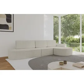 altdecor Eckcouch Cord 5-Sitzer Creme