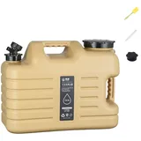 GFJEDTKY Wasserbehälter Mit Zapfhahn, Camping-Wasserbehälter, Auslaufsichere Wasserspeicherung,Freier Tragbarer Notfall-Wasserkanister,for Camping, Wandern,Beige