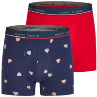 Happy Shorts 2er Set Boxershorts Rot / Dunkelblau L