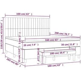 vidaXL Boxspringbett mit Matratze Dunkelgrau 160x200 cm Stoff1358384