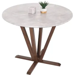 Bistrotisch MCW-M56, Tisch Esstisch, Massiv-Holz HPL Laminat Melamin Ø92cm, Beton-Optik, braunes Gestell