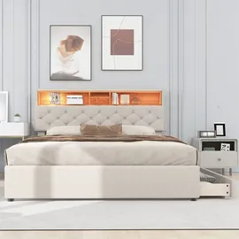 XDOVET Polsterbett 140 x 200 cm Beige