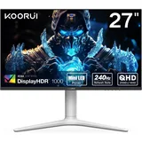 KOORUI Gaming Monitor 27 Zoll, 240Hz, VA Mini LED, 1ms, QHD Gaming Bildschirm Adaptive Sync, 2xHDMI 2.0 & DisplayPort 1.4, HDR 1000, DCI-P3 95%, VESA 75 * 75mm, Eye Care, Höhenverstellbar
