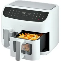 Medion Medion® Heißluftfritteuse »MD11760 P20 XXL, 2 separat gesteuerte Garkammern, Touch Display«, 2400 W, 9 Automatikprogramme/je 4,35 l pro Korb, weiß, schwarz-weiß