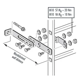 Hailo Professional Hailo Wandhalter für Steigleitern Typ ALO 72x25mm Holm Edelstahl/Stahl 300-430(556)mm mit Zug- und Horizontalanker, verstellbar