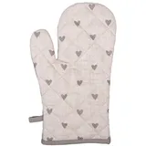 Clayre & Eef Ofenhandschuh 18x30 cm Beige Grau Baumwolle Herzen