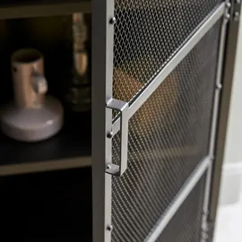 Tikamoon Geschirrschrank aus Metall schwarz mit Metallgeflecht 60 Alma