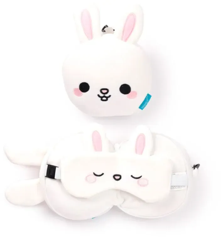 Relaxeazzz Adoramals Frances the Rabbit Hase Plüsch Reisekissen & Schlafmaske