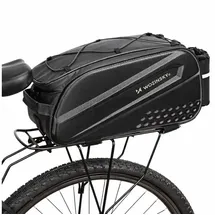 wozinsky Fahrradtasche mit langem Riemen und erweiterbaren Seitentaschen schwarz