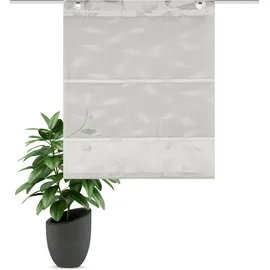 HOME WOHNIDEEN 91515 Magnetrollo RANA Ausbrenner Bambus, Ranken-Motiv, Fensterhaken, Farbe:grau, Größe:130 x 45 cm, Anzahl:1