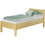 Erst-Holz Hohes Holzbett 90x200 Kiefer natur Seniorenbett Einzelbett Zubehör wählbar V-60.55-09 Rollrost inkl.