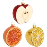 Krebs Glas Lauscha Baumschmuck Obst-Set Mehrfarbig, 8cm