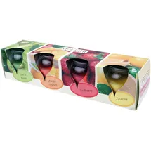 HS Candle Duftkerze Selection 4er Pack im Glas, lange Brenndauer und angenehmer Duft (Fruit Selection)